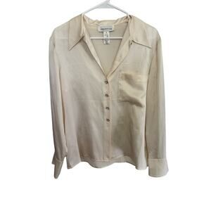 Women's 100% Silk Button Down Off White